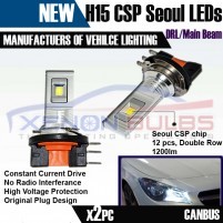 H15 High beam Drl CSP Seoul 12 Chip LED Headlight Bulb Canbus Error Fr..